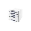 LEITZ Bloc de classement WOW CUBE, 5 tiroirs, blanc/rouge